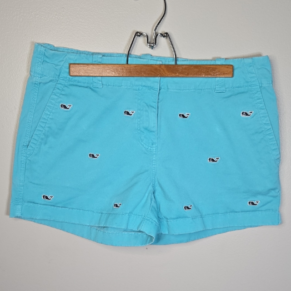 Vineyard Vines Women's Size 6 Turquoise Embroidered Whale Preppy Shorts
